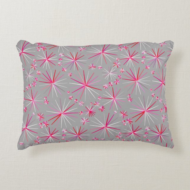 Mid Century Sputnik pattern, Grey and Fuchsia Decorative Cushion (Front)