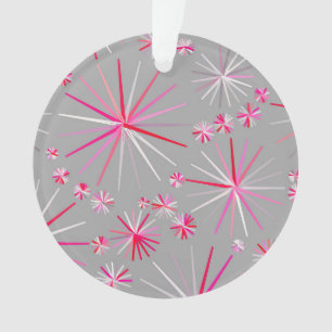 Mid Century Sputnik pattern, Grey and Fuchsia Ornament