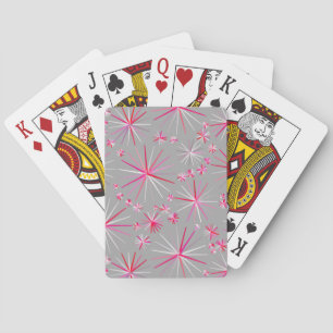 Mid Century Sputnik pattern, Grey and Fuchsia Playing Cards