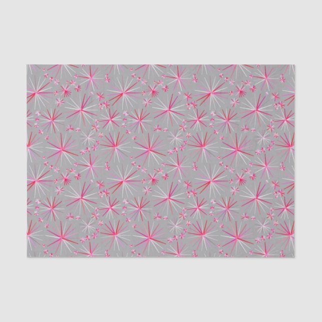 Mid Century Sputnik pattern, Grey and Fuchsia Tissue Paper (Front)