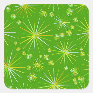 Mid Century Sputnik pattern, Olive Green Square Sticker