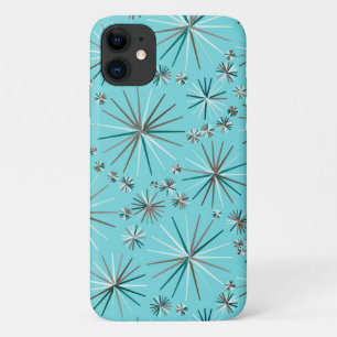 Mid Century Sputnik pattern, Robin's Egg Blue iPhone 11 Case