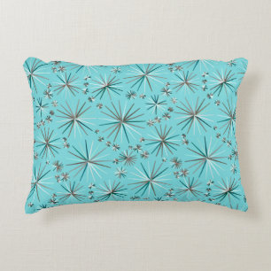 Mid Century Sputnik pattern, Robin's Egg Blue Decorative Cushion