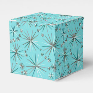 Mid Century Sputnik pattern, Robin's Egg Blue Favour Box