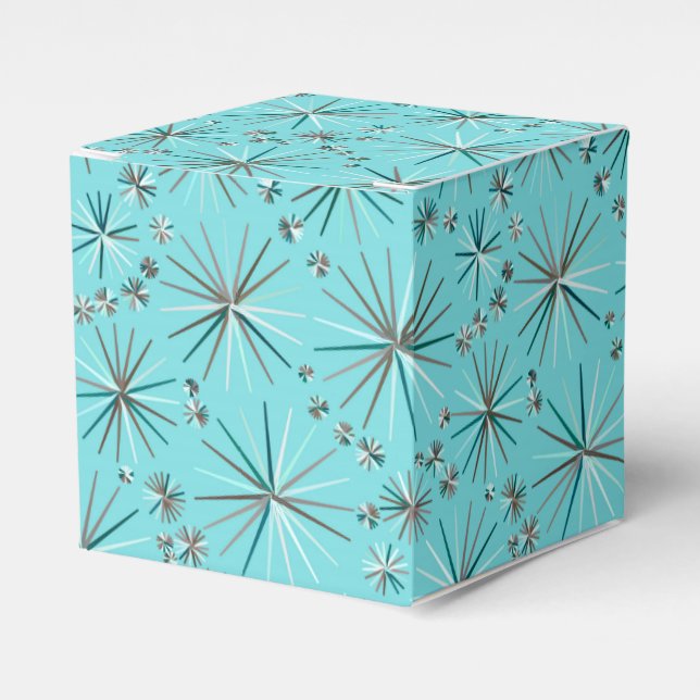Mid Century Sputnik pattern, Robin's Egg Blue Favour Box (Front Side)