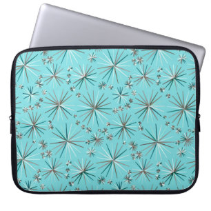 Mid Century Sputnik pattern, Robin's Egg Blue Laptop Sleeve