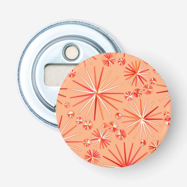 Mid Century Sputnik pattern, Shades of Coral Bottle Opener (Front)