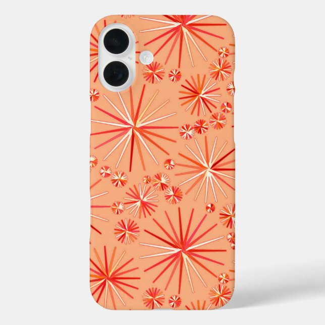 Mid Century Sputnik pattern, Shades of Coral Case-Mate iPhone Case (Back)