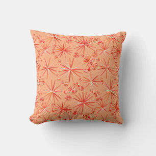 Mid Century Sputnik pattern, Shades of Coral Cushion