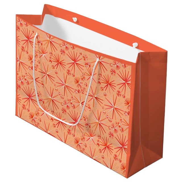 Mid Century Sputnik pattern, Shades of Coral Large Gift Bag (Front Angled)