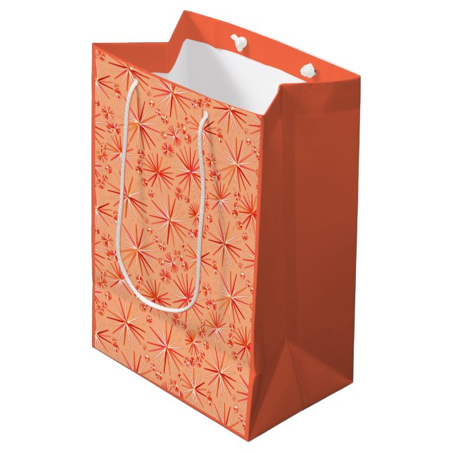 Mid Century Sputnik pattern, Shades of Coral Medium Gift Bag (Front Angled)