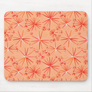 Mid Century Sputnik pattern, Shades of Coral Mouse Mat