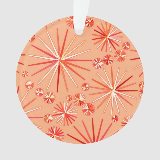 Mid Century Sputnik pattern, Shades of Coral Ornament (Front)