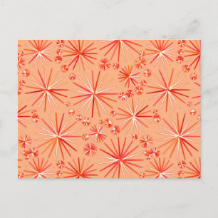 Mid Century Sputnik pattern, Shades of Coral Postcard