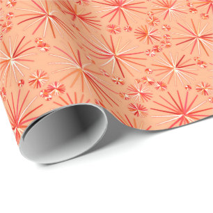 Mid Century Sputnik pattern, Shades of Coral Wrapping Paper
