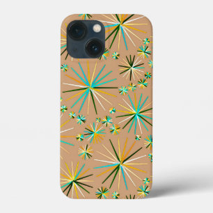 Mid Century Sputnik pattern, Taupe Tan iPhone 13 Mini Case
