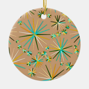 Mid Century Sputnik pattern, Taupe Tan Ceramic Tree Decoration