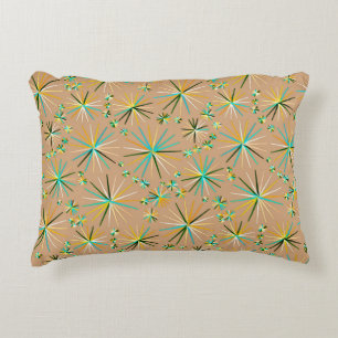 Mid Century Sputnik pattern, Taupe Tan Decorative Cushion