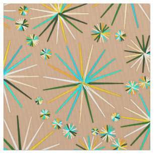 Mid Century Sputnik pattern, Taupe Tan Fabric
