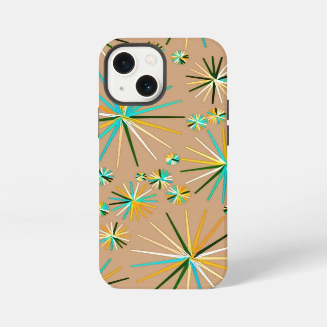 Mid Century Sputnik pattern, Taupe Tan iPhone Case (Back)