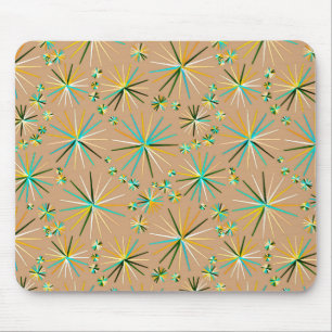 Mid Century Sputnik pattern, Taupe Tan Mouse Mat