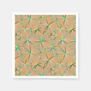 Mid Century Sputnik pattern, Taupe Tan Napkin