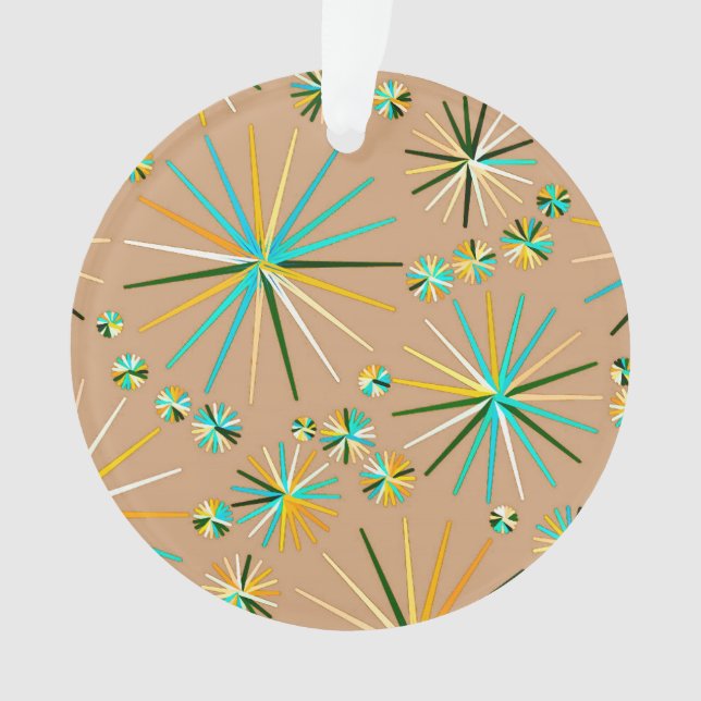Mid Century Sputnik pattern, Taupe Tan Ornament (Front)