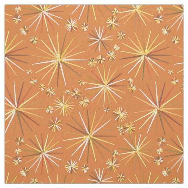 Mid Century Sputnik pattern, Terracotta Fabric (Swatch)