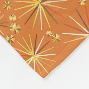 Mid Century Sputnik pattern, Terracotta Fleece Blanket