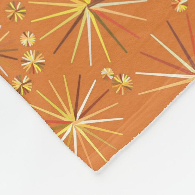 Mid Century Sputnik pattern, Terracotta Fleece Blanket (Corner)