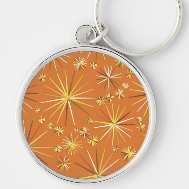 Mid Century Sputnik pattern, Terracotta Key Ring (Front)