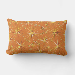Mid Century Sputnik pattern, Terracotta Lumbar Cushion