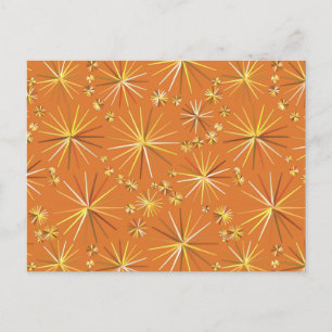 Mid Century Sputnik pattern, Terracotta Postcard