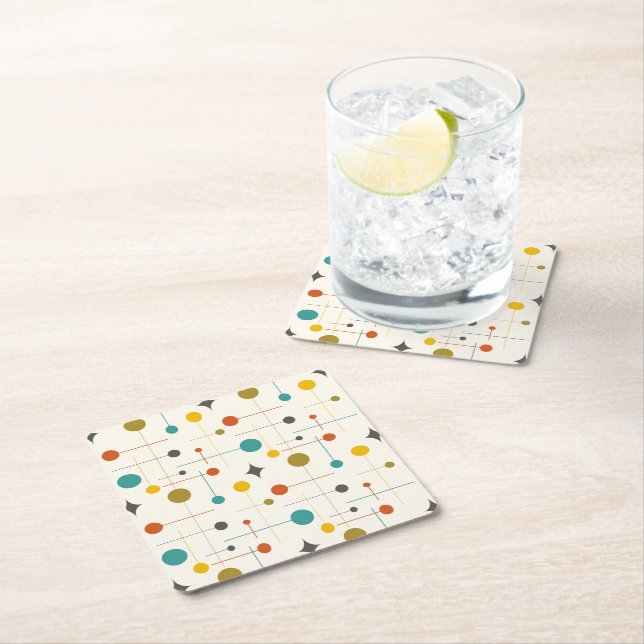 Mid Century  Square Paper Coaster (Insitu)