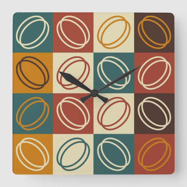 Mid Century Square Wall Clock (Front)