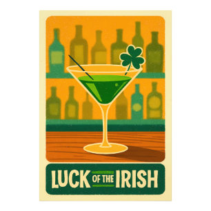 Mid Century St. Patrick's Shamrock Martini Art Photo Print