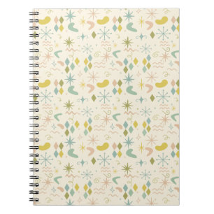 Mid Century Starburst and Boomerang Pattern Notebook