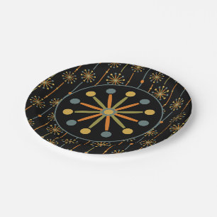 Mid Century Starburst Stripe Custom Colors SVG Paper Plate