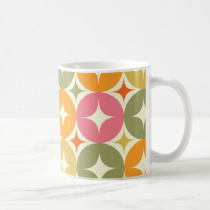 Mid Century Starbursts on Colourful Circles Patter Coffee Mug