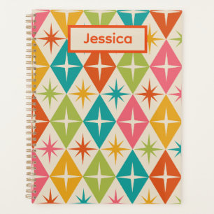 Mid Century Starbursts on Colourful Diamonds Custo Planner