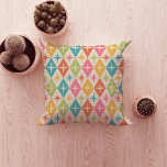 Mid Century Starbursts on Colourful Retro Diamonds Cushion<br><div class="desc">This is classic Mid century modern colourful starbursts on retro diamonds in pink,  orange,  green,  teal and yellow. It's great gift for anyone who love retro  atomic era designs.</div>