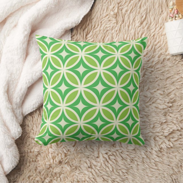 Mid century Starbursts on Green Circles  Cushion (Blanket)