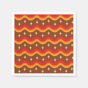 Mid Century Starbursts on Groovy funky waves  Napkin