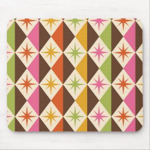 Mid Century Starbursts on Harlequin Diamonds  Mouse Mat