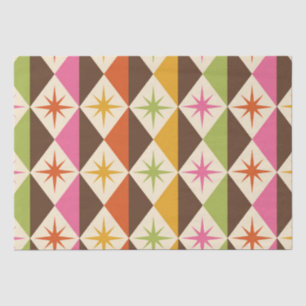 Mid Century Starbursts on Harlequin Diamonds  Tissue Paper