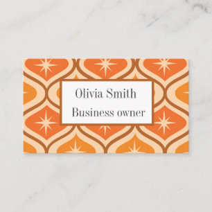 Mid Century Starbursts on Orange Ogee custom Business Card