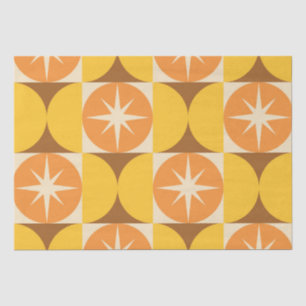 Mid Century Starbursts on Orange Yellow Circles Tissue Paper
