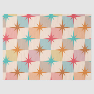 Mid Century Starbursts on Pastel Checkerboards  Tissue Paper
