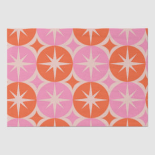 Mid Century Starbursts on Pink Orange Cricles Tissue Paper