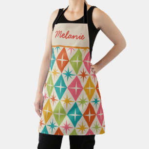 Mid Century Starbursts on Retro Diamonds custom  Apron